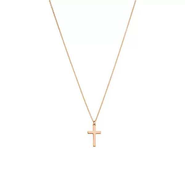 Leaf Jewelry Halskette Kreuz, 14 K Rosegold Fabrikladen