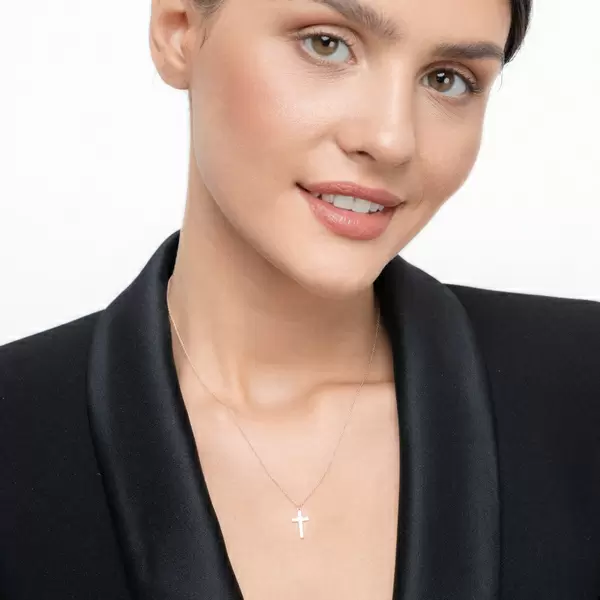Leaf Jewelry Halskette Kreuz, 14 K Rosegold Fabrikladen