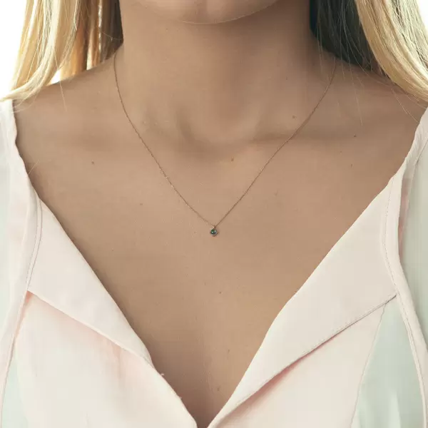 Leaf Jewelry Halskette Cabochon, Blauer Topas, 14 K Roségold Im Verkauf