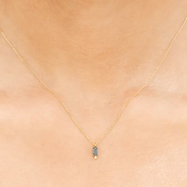 Leaf Jewelry Halskette London Blue Topas, 14K Gelbgold zollfrei