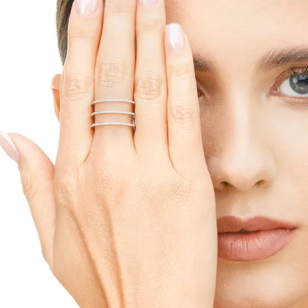Leaf Jewelry Ring Triple mit Diamanten, 18K Weißgold Online