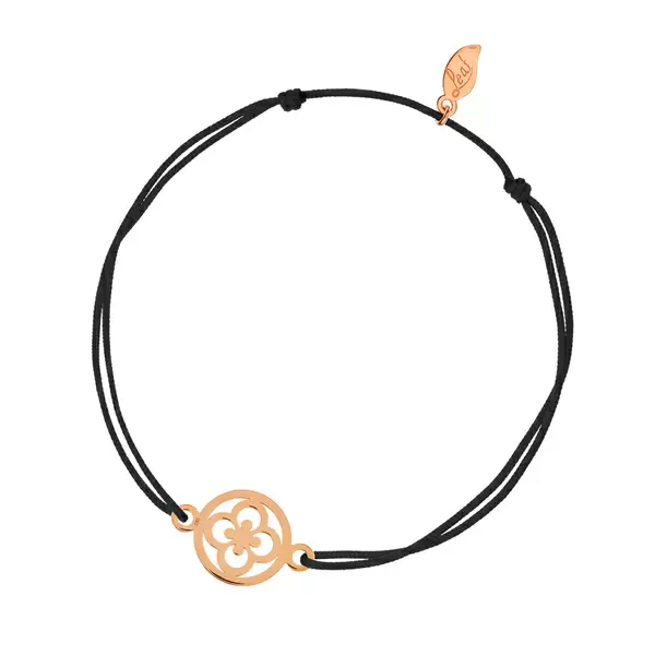 Leaf Jewelry Glücksbändchen Clover, 14 K Rosegold, Schwarz Angebote