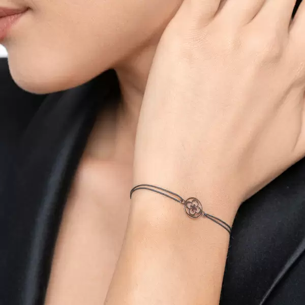 Leaf Jewelry Glücksbändchen Clover, 14 K Rosegold, Schwarz Angebote
