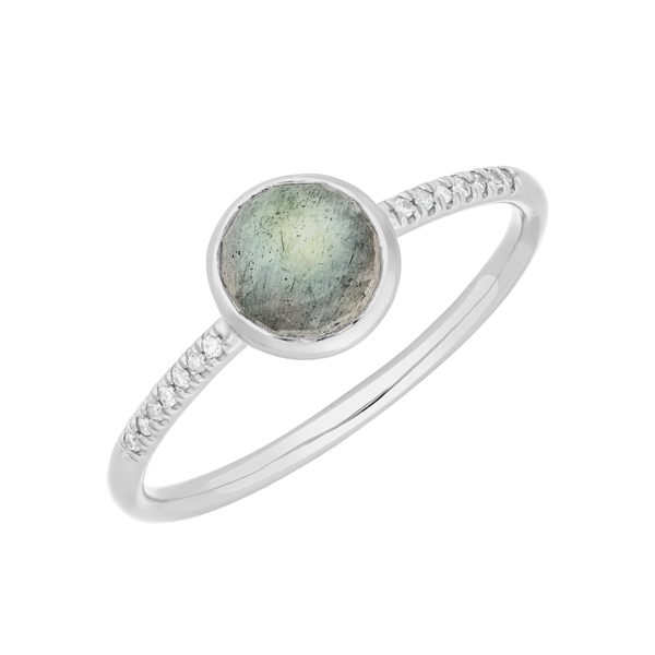 Leaf Jewelry Ring Labradorit mit Diamanten, 14K Weißgold im Angebot