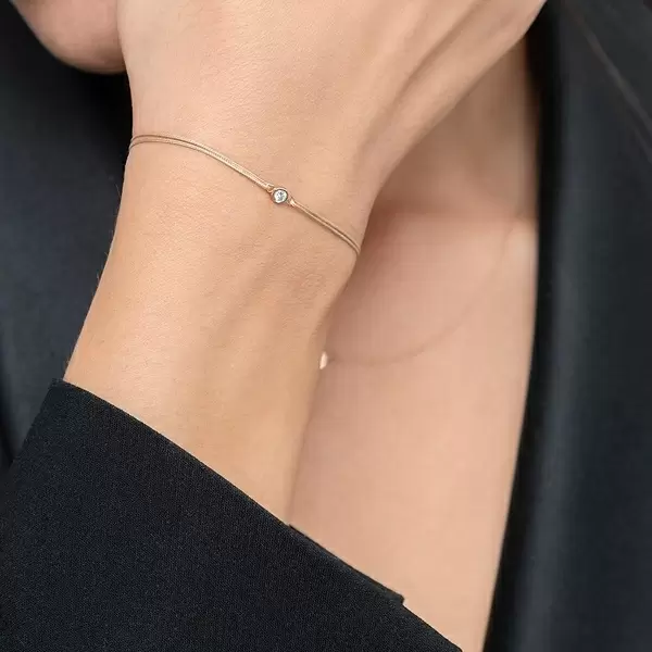 Leaf Jewelry Glücksbändchen "my first diamond", 14K Gelbgold, Beige Fabrikpreis