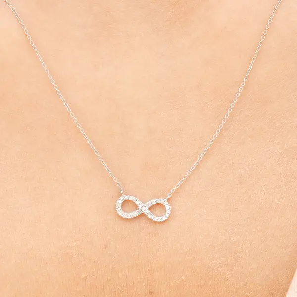 Leaf Jewelry Halskette Infinity mit Diamanten, 18 K Weissgold Günstig kaufen