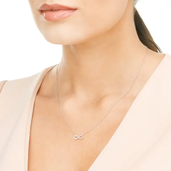 Leaf Jewelry Halskette Infinity mit Diamanten, 18 K Weissgold Günstig kaufen