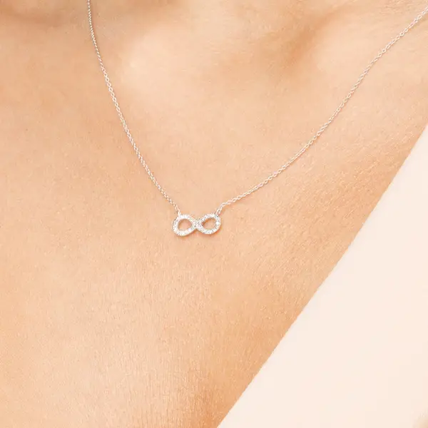 Leaf Jewelry Halskette Infinity mit Diamanten, 18 K Weissgold Günstig kaufen