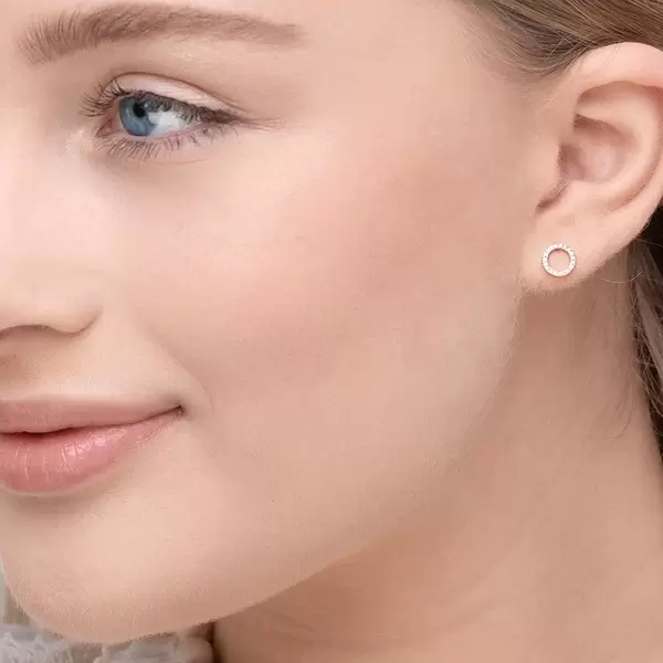Leaf Jewelry Ohrringe Circle mit Diamanten, 18 K Rosegold Versandkostenfrei