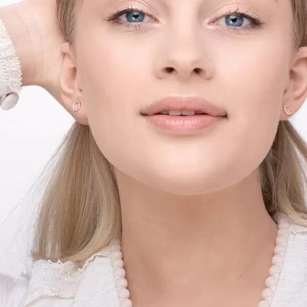 Leaf Jewelry Ohrringe Circle mit Diamanten, 18 K Rosegold Versandkostenfrei