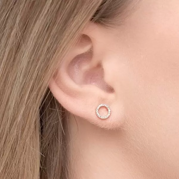 Leaf Jewelry Ohrringe Circle mit Diamanten, 18 K Rosegold Versandkostenfrei
