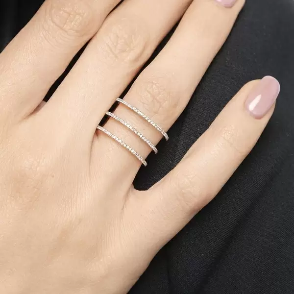 Leaf Jewelry Ring Triple mit Diamanten, 18K Gelbgold Großer Ausverkauf