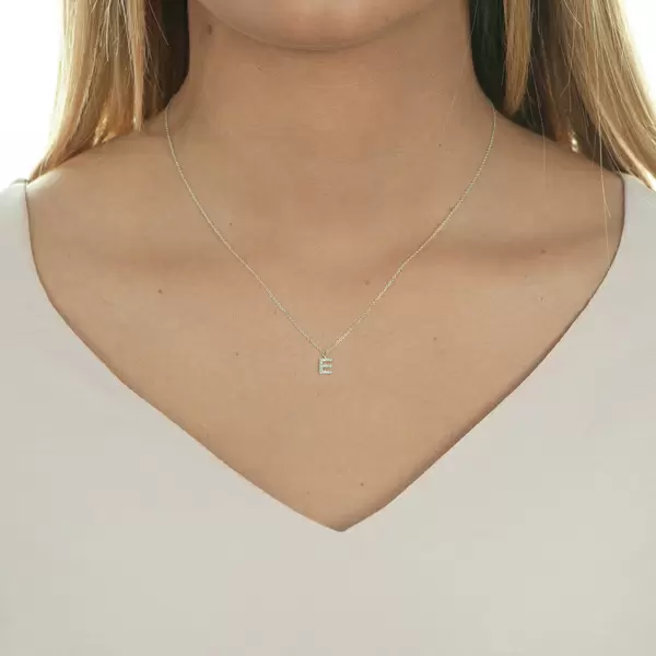 Leaf Jewelry Halskette Letter "E", 14 K Weißgold mit Diamanten Flash Sale