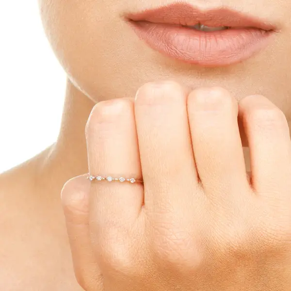 Leaf Jewelry Ring mit 5 Diamanten, 14K Rosegold Begrenztes Angebot