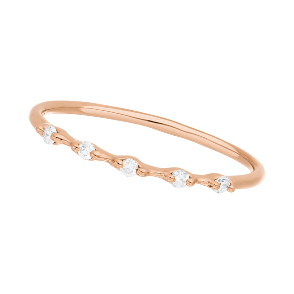 Leaf Jewelry Ring mit 5 Diamanten, 14K Rosegold Begrenztes Angebot