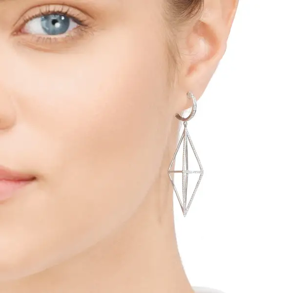 Leaf Jewelry Ohrringe Trapez mit Diamanten, 18 K Gelbgold Preisnachlass