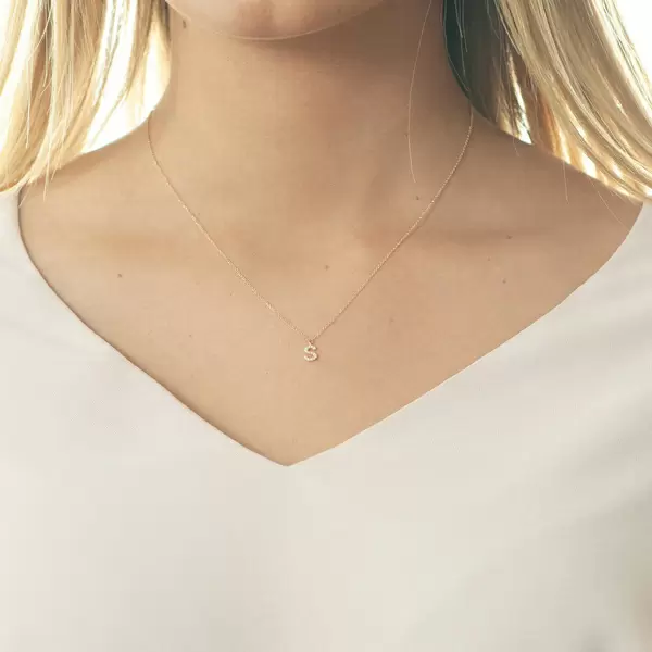 Leaf Jewelry Halskette Letter "S", 14 K Rosegold mit Diamanten Saisonschlussverkauf