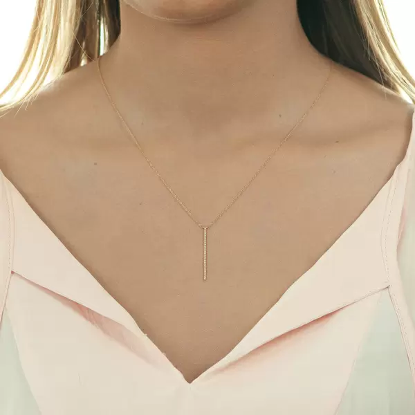 Leaf Jewelry Halskette Bar Diamanten, 18 K Rosegold Weihnachtsangebot