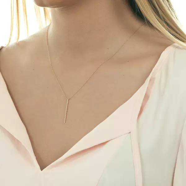Leaf Jewelry Halskette Bar Diamanten, 18 K Rosegold Weihnachtsangebot