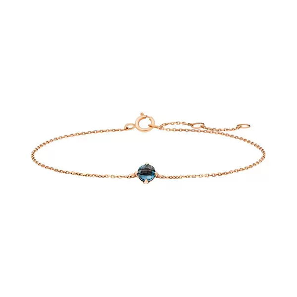 Leaf Jewelry Armkette Cabochon, Blue Topaz, 14 K Rosegold Vatertagsangebot
