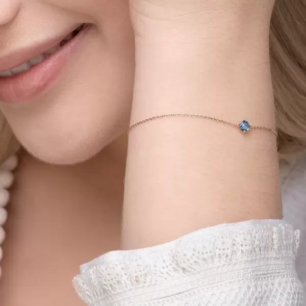 Leaf Jewelry Armkette Cabochon, Blue Topaz, 14 K Rosegold Vatertagsangebot