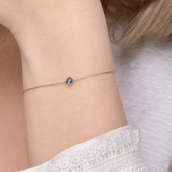 Leaf Jewelry Armkette Cabochon, Blue Topaz, 14 K Rosegold Vatertagsangebot