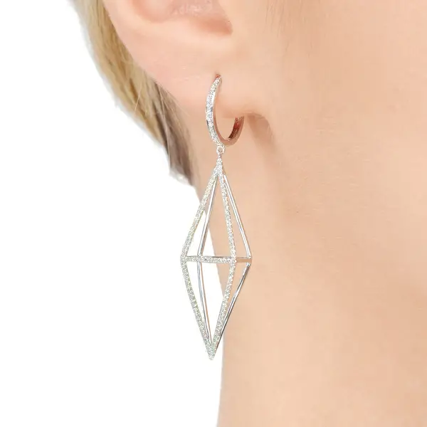 Leaf Jewelry Ohrringe Trapez mit Diamanten, 18 K Rosegold Lagerräumung