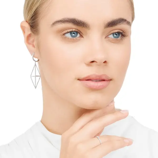 Leaf Jewelry Ohrringe Trapez mit Diamanten, 18 K Rosegold Lagerräumung