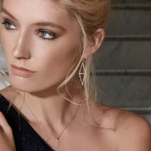 Leaf Jewelry Ohrringe Trapez mit Diamanten, 18 K Rosegold Lagerräumung