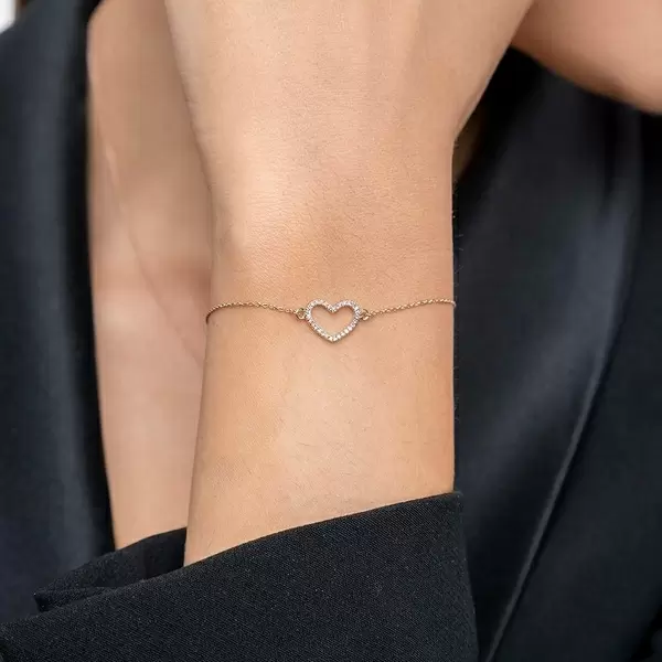 Leaf Jewelry Armkette Heart mit Diamanten, 18 K Roségold Heißer Verkauf