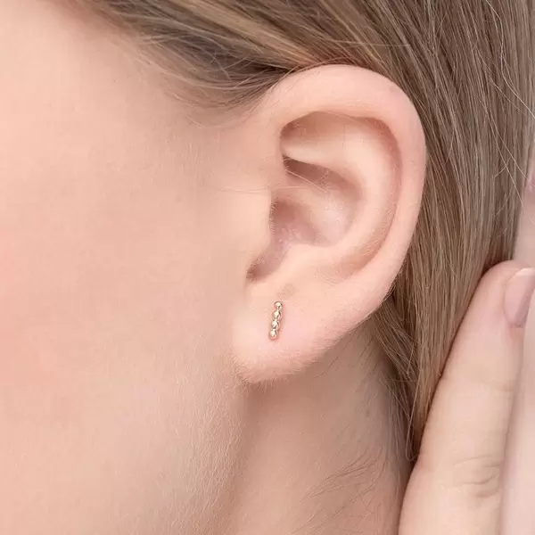 Leaf Jewelry Ohrstecker 4 Kugel, 14K Rosegold Top Angebot