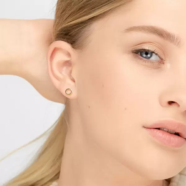 Leaf Jewelry Ohrstecker Circle, 14 K Gelbgold Neueste Mode