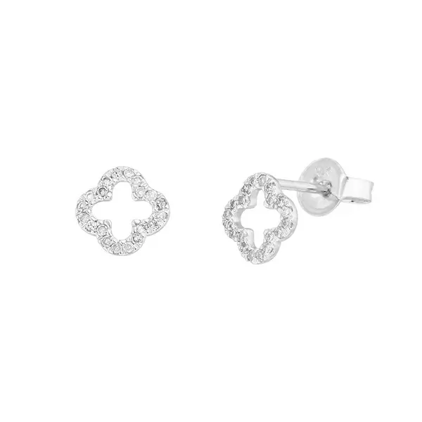Leaf Jewelry Ohrstecker Clover mit Diamanten, 18 K Weissgold Zeitlich begrenztes Angebot