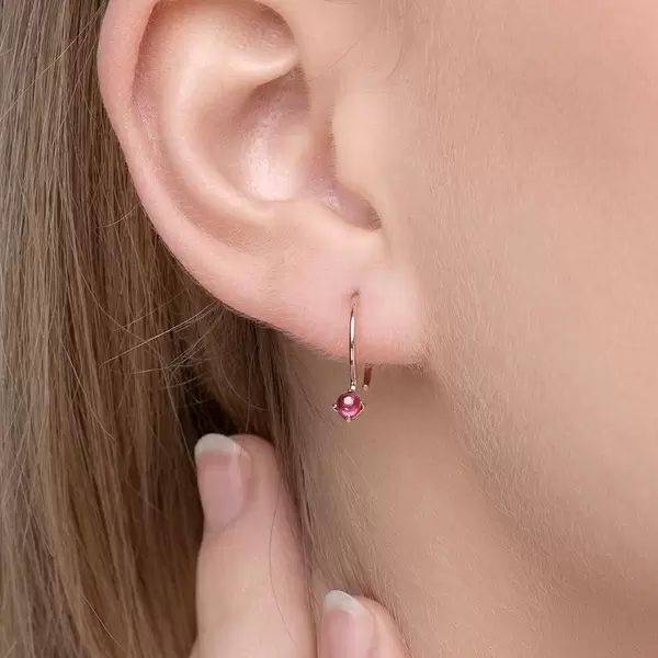 Leaf Jewelry Ohrringe Cabochon, Rubin, 14 K Roségold Neuheiten