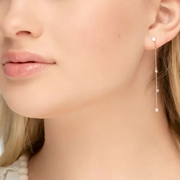 Leaf Jewelry Ohrringe Pure Chain mit Diamanten, 18 K Rosegold Tägliche Deals