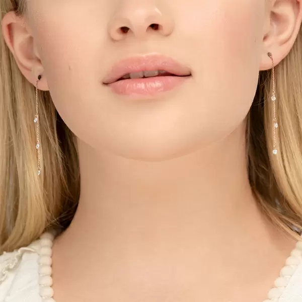 Leaf Jewelry Ohrringe Pure Chain mit Diamanten, 18 K Rosegold Tägliche Deals