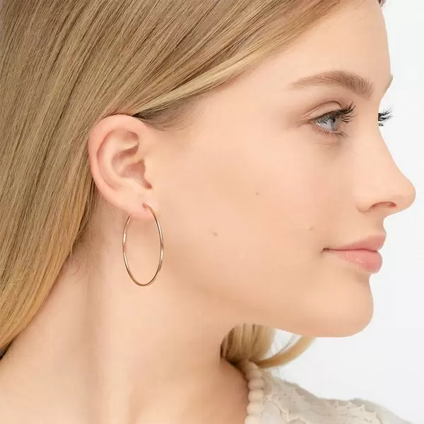 Leaf Jewelry Creole Rund L, 40mm, 14 K Rosegold Tiefpreis