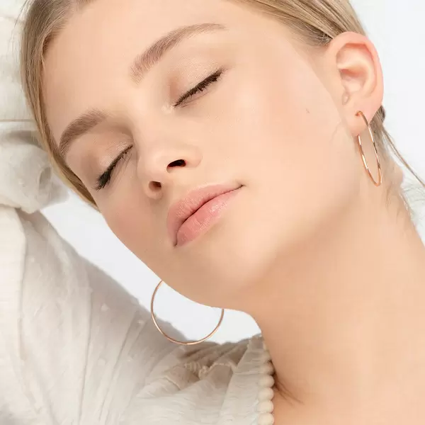 Leaf Jewelry Creole Rund L, 40mm, 14 K Rosegold Tiefpreis