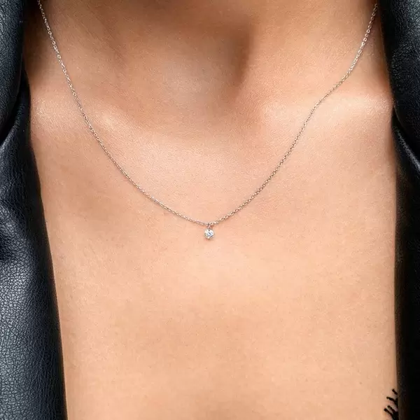 Leaf Jewelry Halskette Pure Diamant, 18 K Weißgold Kostenlose Rückgabe