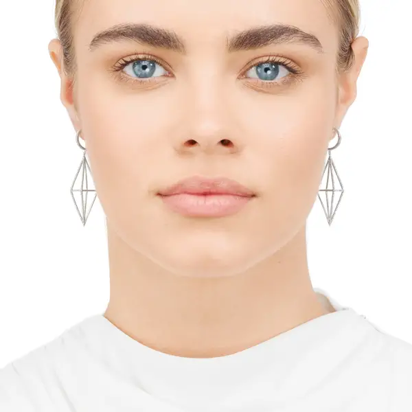 Leaf Jewelry Ohrringe Trapez mit Diamanten, 18 K Weißgold Letzte 3 Tage