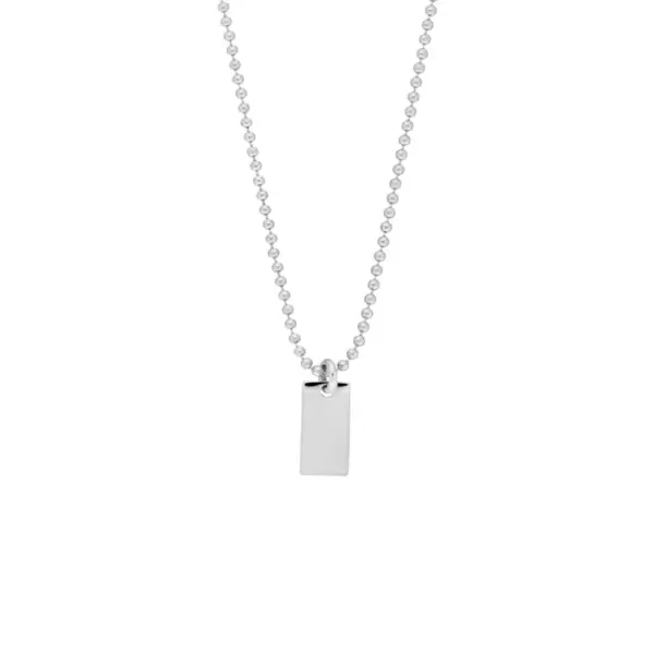 Leaf Jewelry Halskette Tiny Dog Tag, 14 K Weißgold Neueste Stile