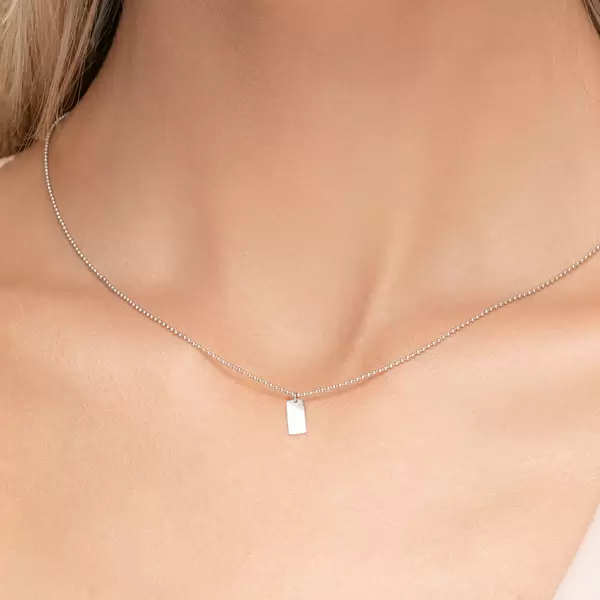 Leaf Jewelry Halskette Tiny Dog Tag, 14 K Weißgold Neueste Stile