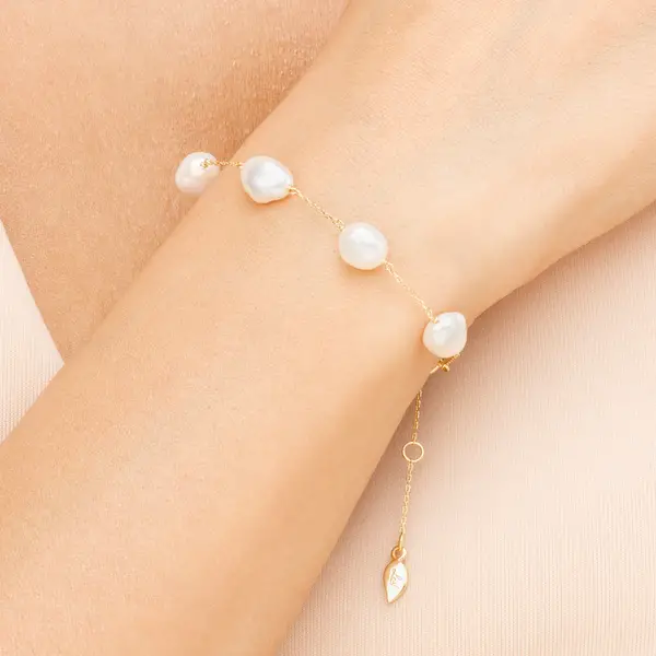 Leaf Jewelry Armkette Barock Pearls, 14K Gelbgold Letzter Tag
