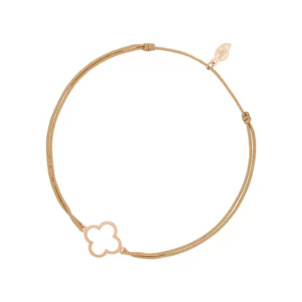 Leaf Jewelry Glücksbändchen GENTLE CLOVER, 14 K Rosegold, Beige Zeitbegrenzte Promotion