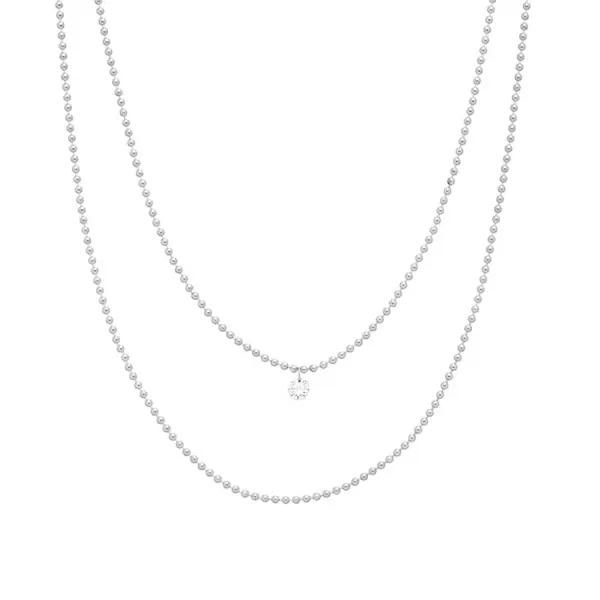Leaf Jewelry Halskette Pure Double, Diamant, 14 K Weißgold Bis zu 50% Rabatt