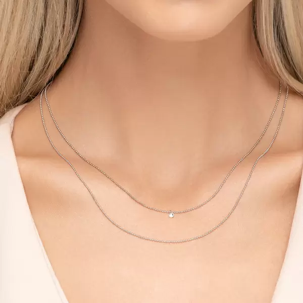 Leaf Jewelry Halskette Pure Double, Diamant, 14 K Weißgold Bis zu 50% Rabatt