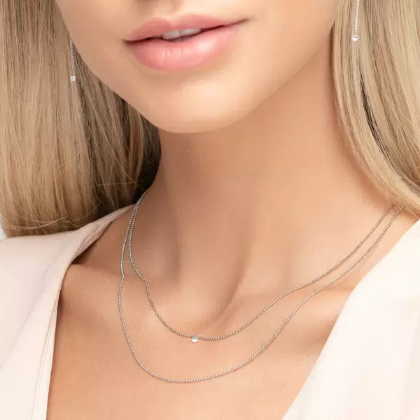 Leaf Jewelry Halskette Pure Double, Diamant, 14 K Weißgold Bis zu 50% Rabatt