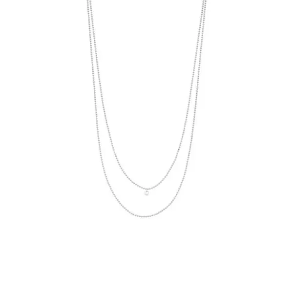 Leaf Jewelry Halskette Pure Double, Diamant, 14 K Weißgold Bis zu 50% Rabatt