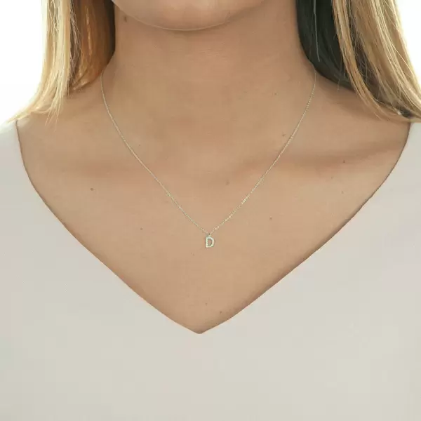Leaf Jewelry Halskette Letter "D", 14 K Weißgold mit Diamanten Bis zu 60% Rabatt