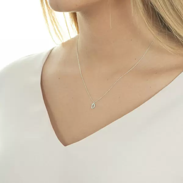 Leaf Jewelry Halskette Letter "D", 14 K Weißgold mit Diamanten Bis zu 60% Rabatt